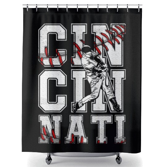 Cincinnati Baseball Lover Met At Game Day Shower Curtains