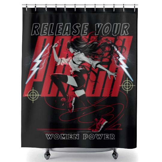 Anime girl running Shower Curtains