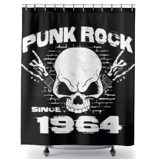 Punk Rock Since 1964 - Skull Rock Hands 60th Shower Curtains