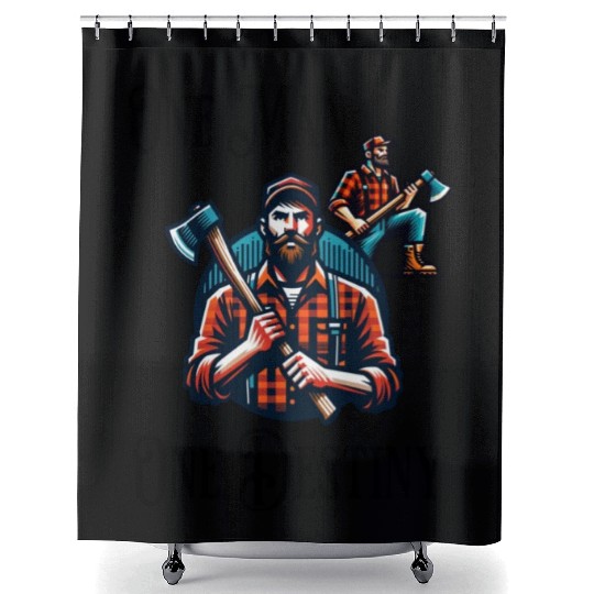 Lumberjack Destiny Funny Man Axe Shower Curtains