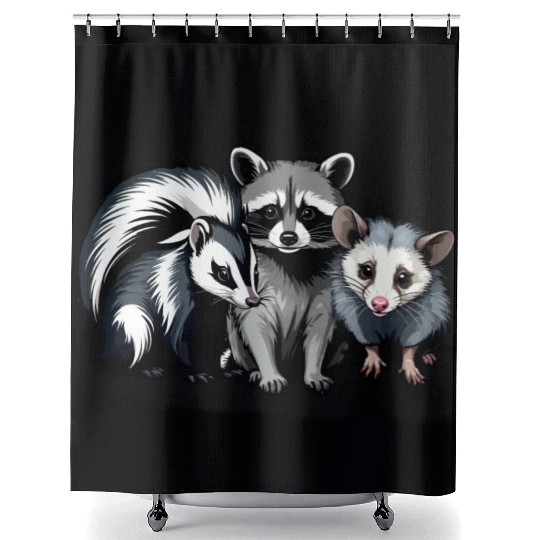 Cat Rat and Squirrel Animal Lover Funny Design Shower Curtains