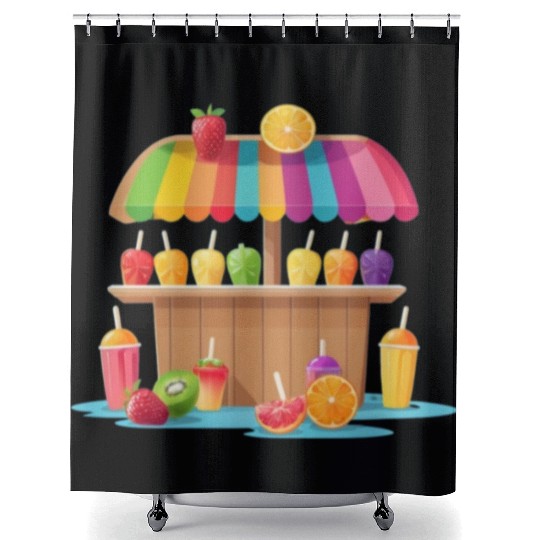 ice cream cart on the beach Shower Curtains