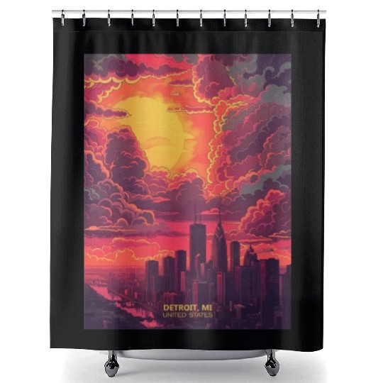 Beautiful View of Detroit MI Shower Curtains