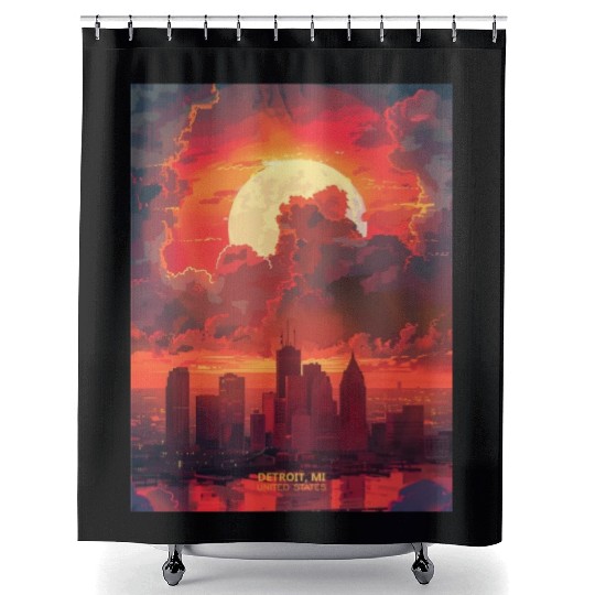 Sunset in Detroit Michigan Shower Curtains