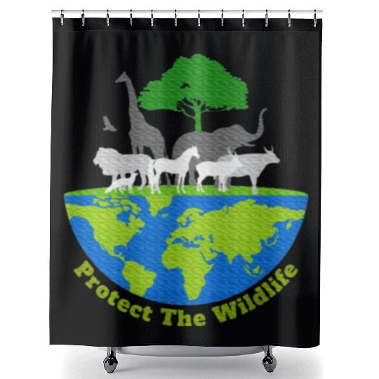 Protect The Wildlife Nature Earth Day Save Safari Shower Curtains