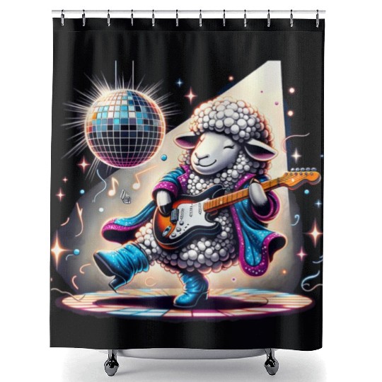 Disco Ball Guitar Sheep Shower Curtains