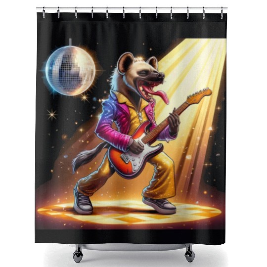Disco Ball Guitar Hyena Shower Curtains