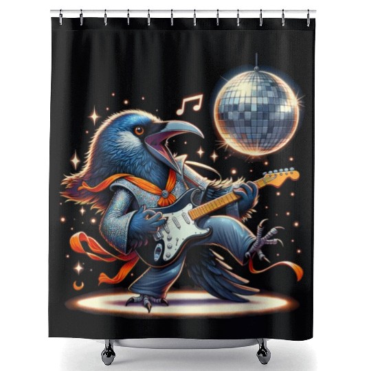 Disco Ball Guitar Raven Shower Curtains