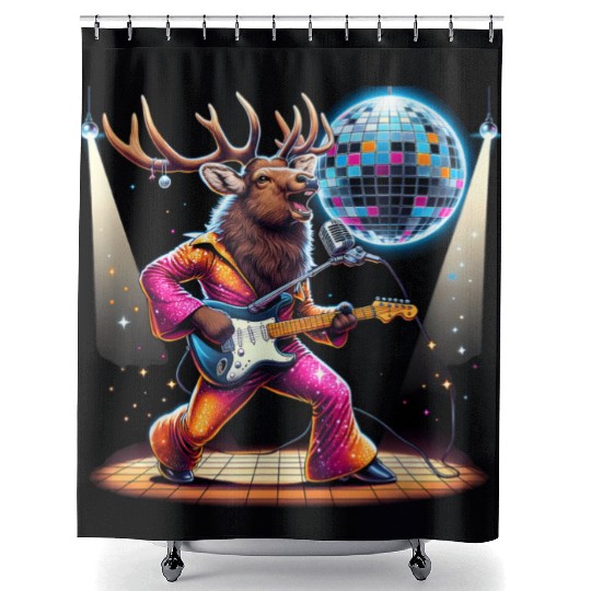Disco Ball Guitar Elk Shower Curtains