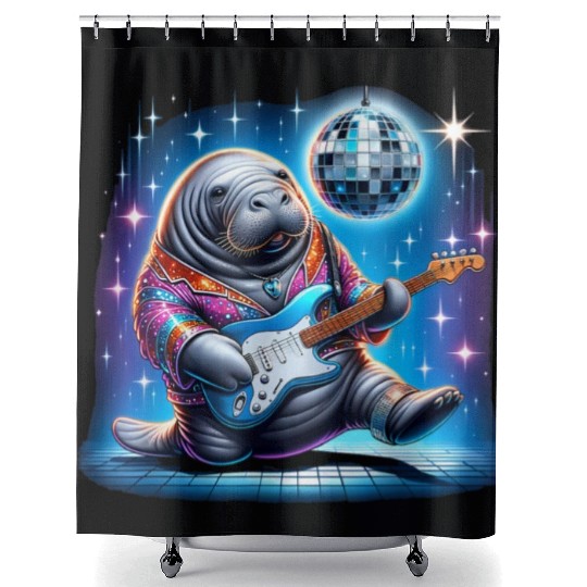 Disco Ball Guitar Manatee Shower Curtains