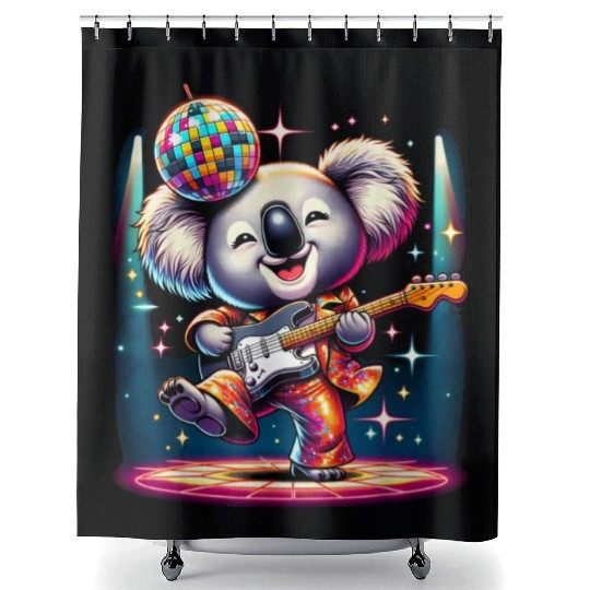 Disco Ball Guitar Koala Shower Curtains