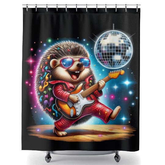 Disco Ball Guitar Hedgehog Shower Curtains