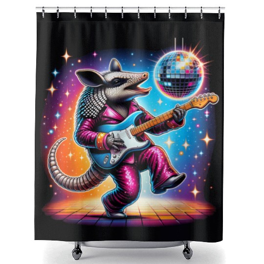 Disco Ball Guitar Armadillo Shower Curtains