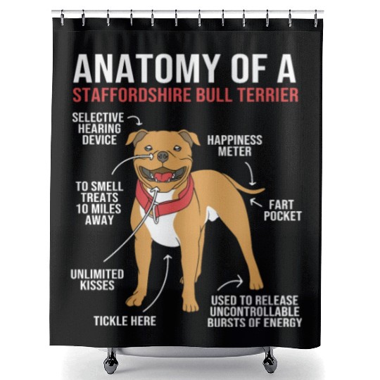 Dog Anatomy Of A Staffordshire Bull Terrier Shower Curtains