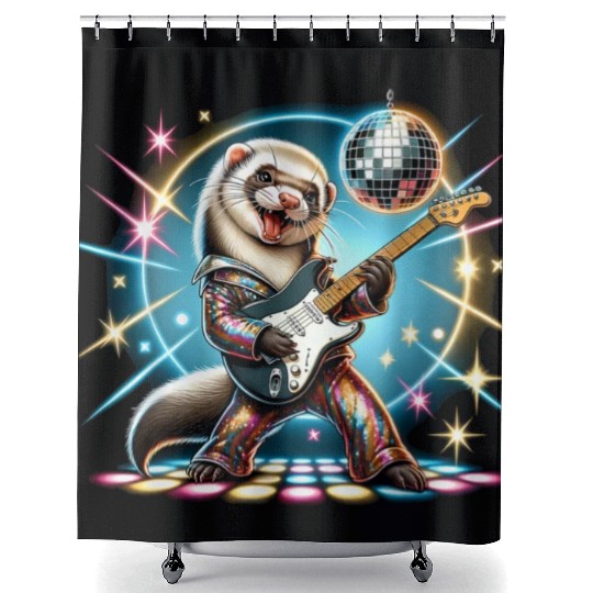 Disco Ball Guitar Ferret Shower Curtains
