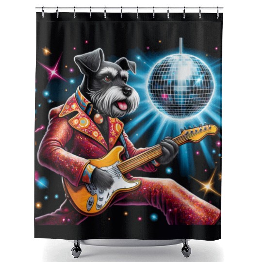Disco Miniature Schnauzer dog Shower Curtains