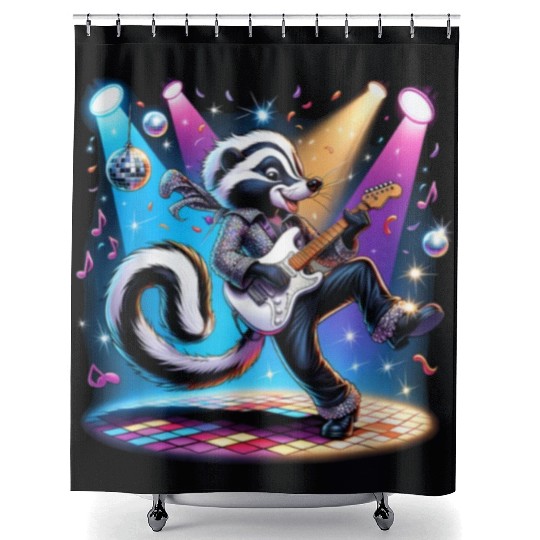 Disco Ball Guitar Skunk Shower Curtains
