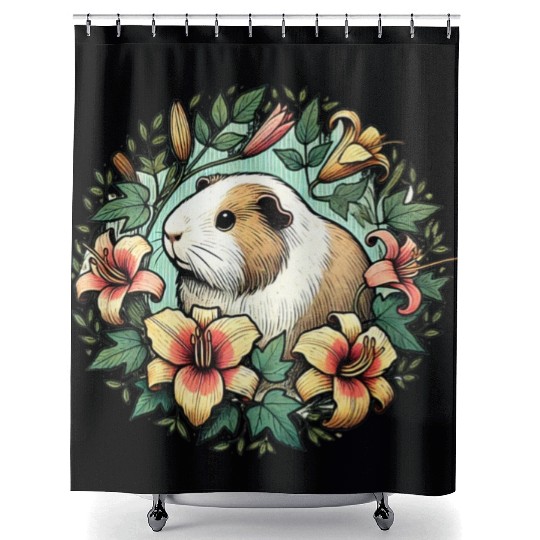 Guinea pig illustration Premium Shower Curtains