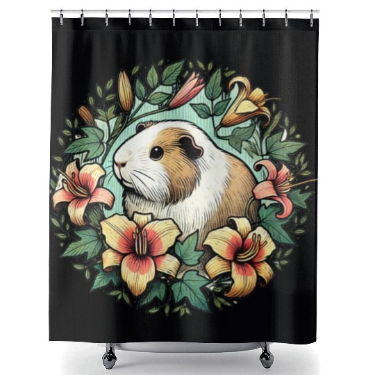 Guinea pig illustration Premium Shower Curtains