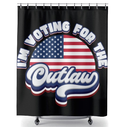 I'm Voting For The Outlaw - US Flag Shower Curtains
