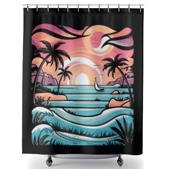 Azure Embrace Mediterranean Dreamscapes Shower Curtains