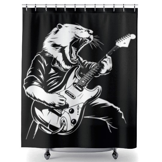 Rock and Roll Otter Guitar Shower Curtains