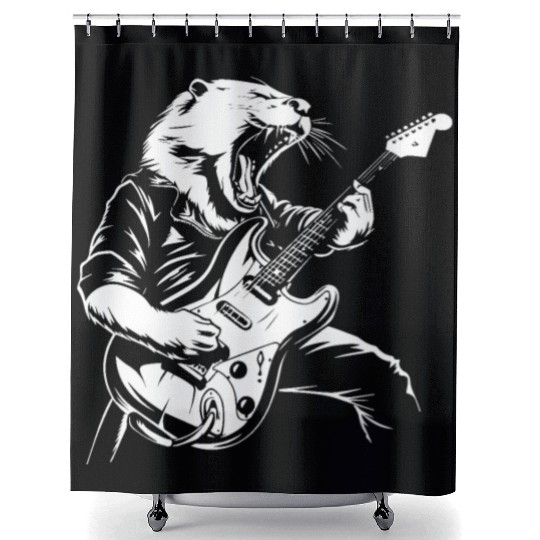 Rock and Roll Otter Guitar Shower Curtains