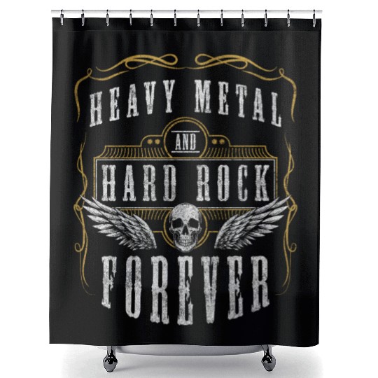 Rock and Roll Music Skull Heavy Shower Curtains