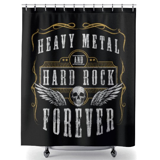 Rock and Roll Music Skull Heavy Shower Curtains