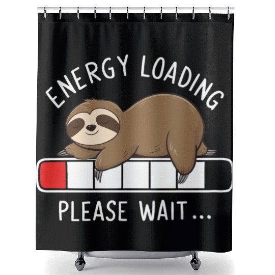 Sleeping Sloth Battery Charging Bar Shower Curtains