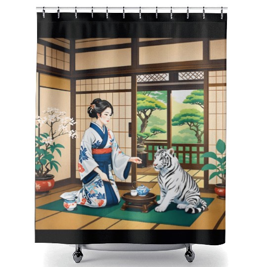 Fantasy Kimono Tiger Premium Shower Curtains