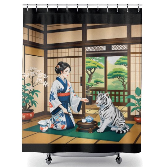 Fantasy Kimono Tiger Premium Shower Curtains