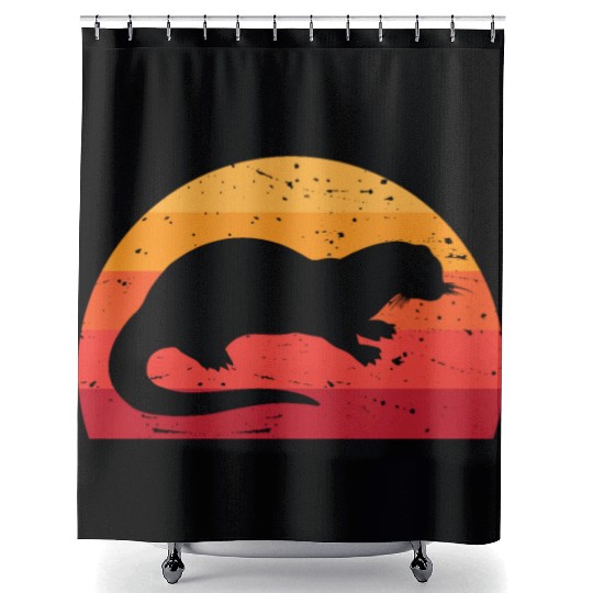Sea Otter Sunset Retro Cute Lutra Animal Lover Fun Shower Curtains