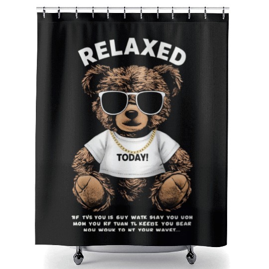Relaxed Teddy Bear with Sunglasses Shower Curtains
