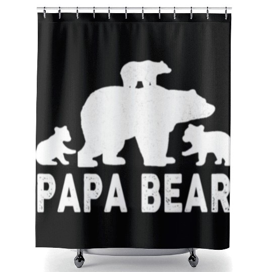 Papa Bear Fathers Day 3 Cubs Kid Shower Curtains