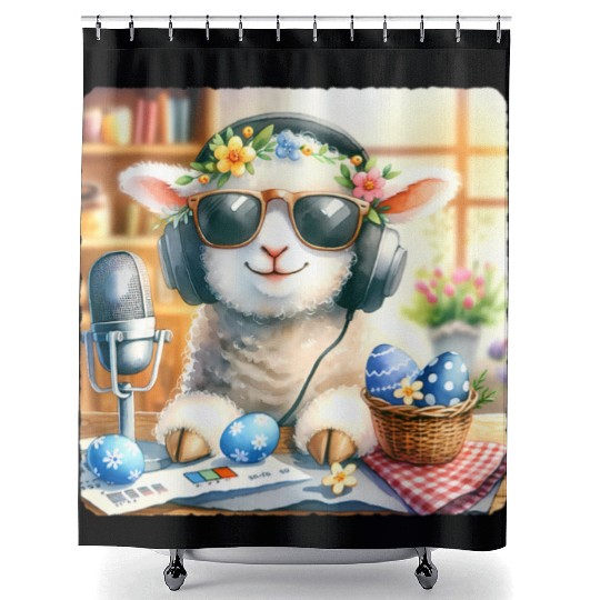 Easter Lamb Cozy Sunglasses Treats Shower Curtains