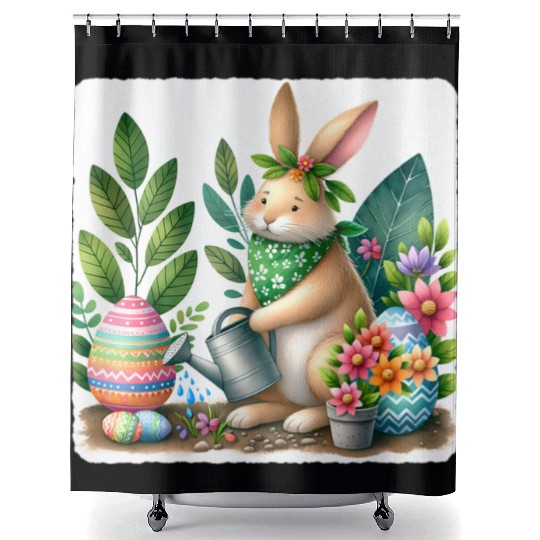 Rabbit Planting Garden Easter Bandana Shower Curtains