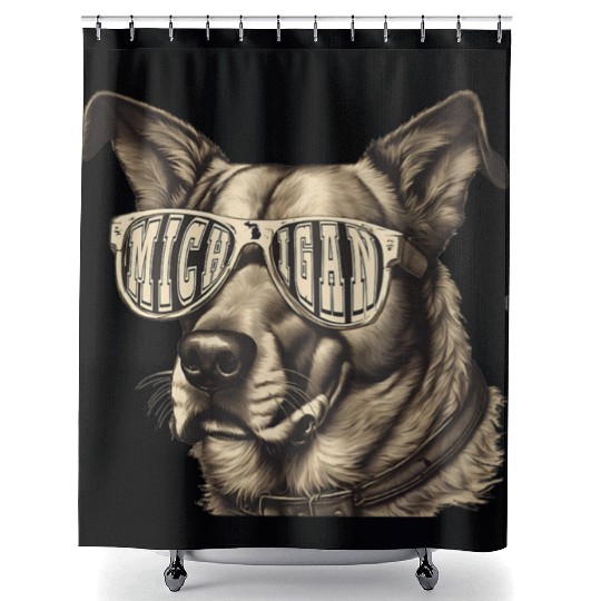 Michigan Sunglasses Graphic Premium Shower Curtains