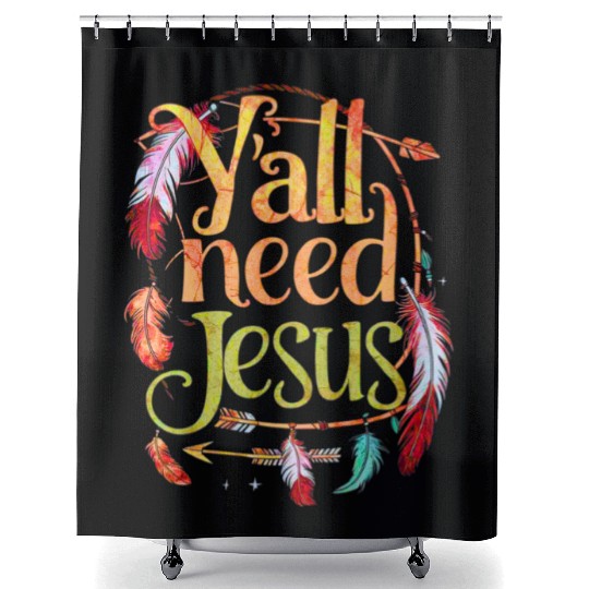 Yall Jesus Christian Faith Religious Shower Curtains