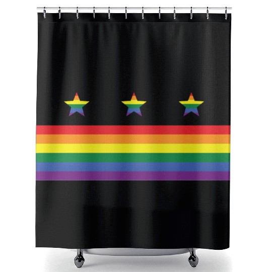 Washington DC Gay Pride Parade Rainbow Flag Shower Curtains