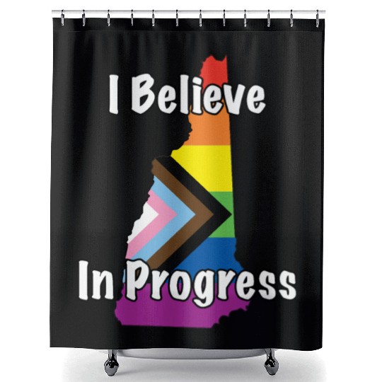 New Hampshire Pride Believe in Progress Flag Shower Curtains