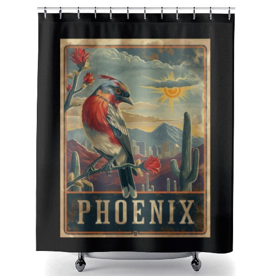 Retro Phoenix Arizonna Shower Curtains
