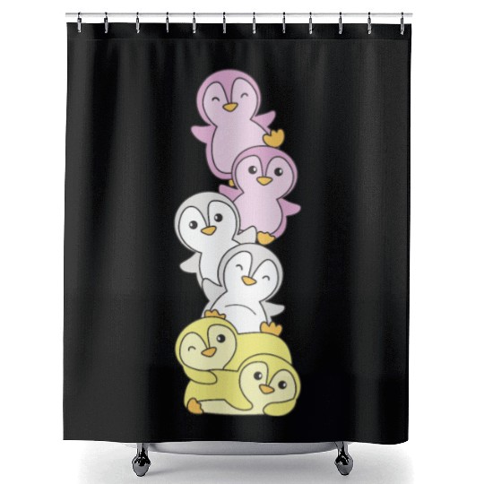 Twink Flag Pride Lgbtq Cute Penguin Shower Curtains