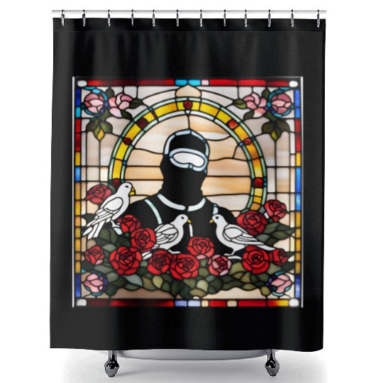 "Trooper" church window design Shower Curtains