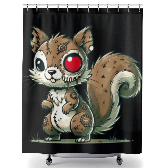 scary zombie squirrel for Halloween fun Shower Curtains