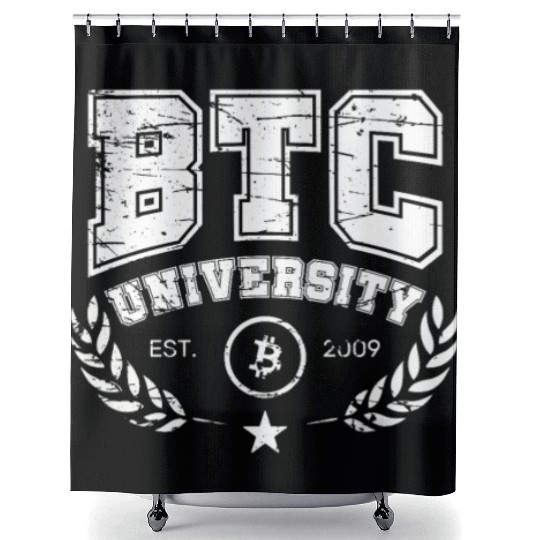 BTC University Bitcoin College vintage retro Shower Curtains