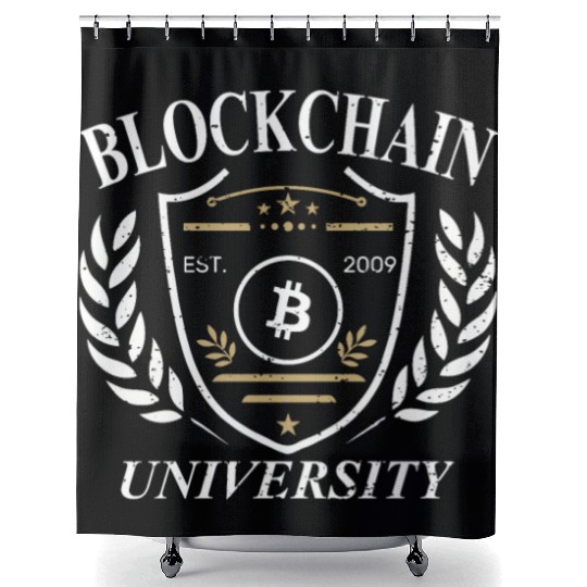 University of Blockchain Bitcoin retro vintage Shower Curtains