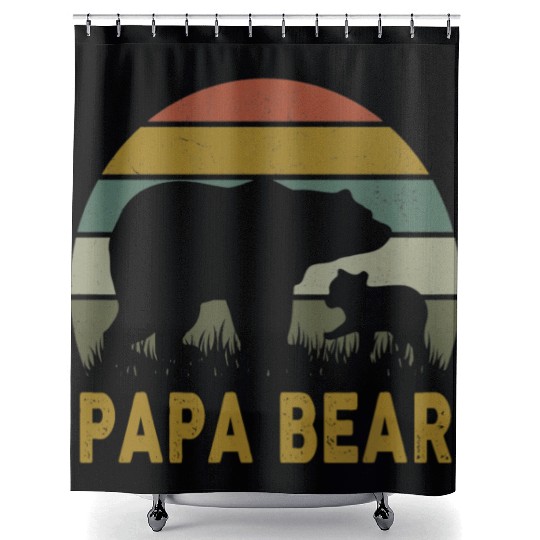 Papa Bear 1 Cub 1 Kids Father's Day Bear Dad Shower Curtains