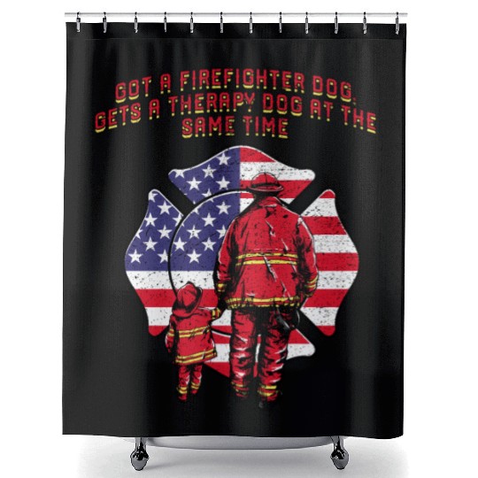 Gets a Firefighter Dog Therapy Dog Fire Department Shower Curtains