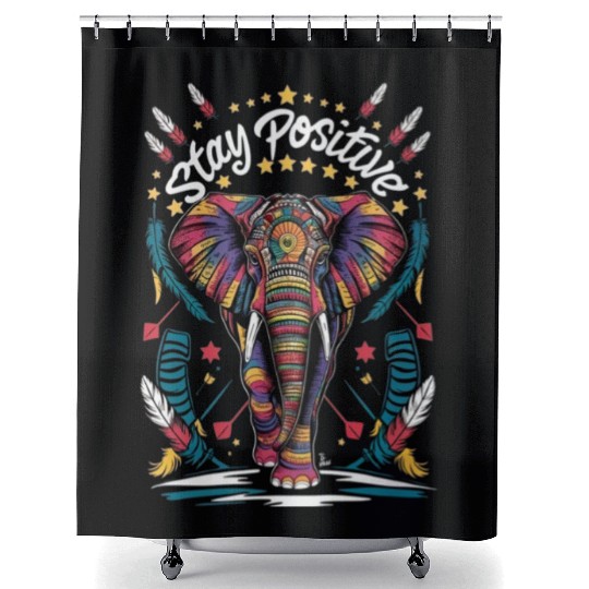 Colorful Tribal African Elephant Shower Curtains